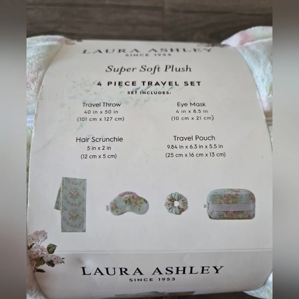 Laura Ashley Floral Plush Travel Set - NEW